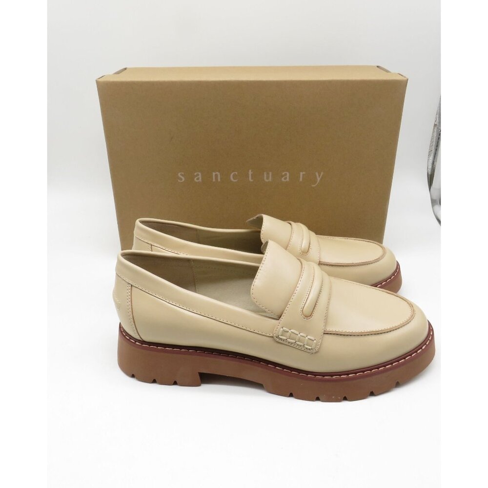 Sanctuary Women's Oatmilk Westside Loafers 9.5M Leather Chunky Sole NEW $149